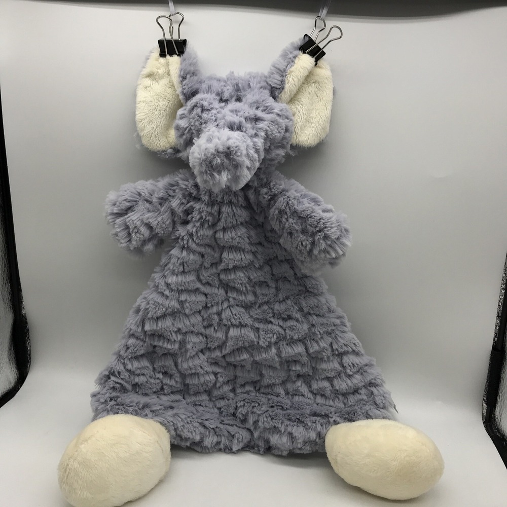 Demdaco Nat & Jules Ellery Elephant Cozies Gray Plush Lovey Security Blanket 12"
